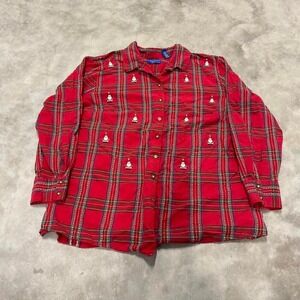 Vintage 90s y2k red plaid button up shirt